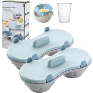 Egg Poacher Microwave, Poached Egg Maker Dishwasher Safe BPA Free, Egg Cooker Poached Egg Steamer, Home Gift (Blue-2 pack)