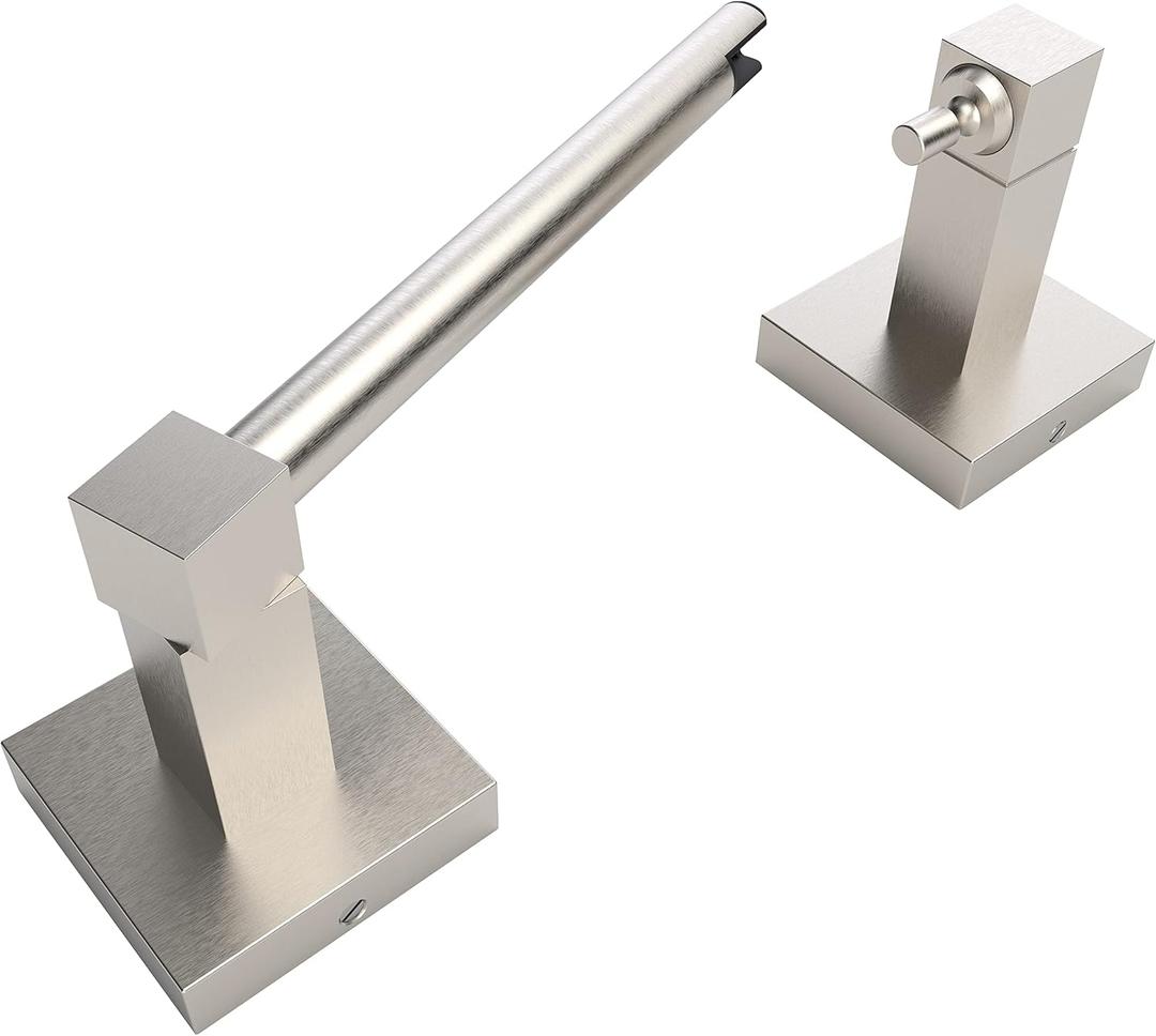 Ruacq Toilet Paper Holder Brushed Nickel Double Post Pivoting Square Tissue Holders Roll Holder Hangers Toilet Paper Stand Stainless Steel and Zinc Alloy Modern Wall Mounted