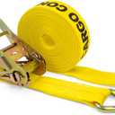 US Cargo Control Wire Hook Ratchet Strap 2 Inch x 30 Foot, 10,000 LBS Break Strength, Ratchet Straps Heavy Duty with Double J Hooks, Cargo Tie Downs for Flatbed Trailers and Trucks (Yellow)