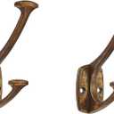 Antique Brass Hooks Wall Mounted Decorative Solid Heavy-Duty Coat Hooks for Towels,Coats,Robes,Towels,Bag Behind The Door,Bathroom Wall Hooks (2 Pack)
