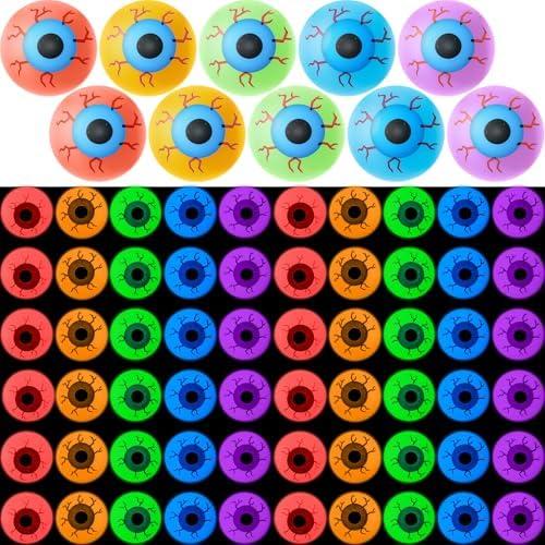 Simgoing Glow in Dark Halloween Eyeballs Figures Plastic Fake Scary Eyeballs Figurines to Hide and Seek Luminous Statue for Halloween Goodie Bag Fillers Horror Prop Trick or Treat Party Decor