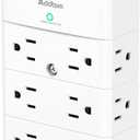 Multi Plug Outlet - Addtam Surge Protector Wall Mount with 12 Outlet Extender- 3 Sides and 3 USB Ports (1 USB-C), Outlet Splitter Power Strip for Home, Office, Hotel, White (1C2A No PD)