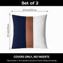 22 x22 Navy Blue Decorative Throw Pillow Covers Farmhouse Accent Pillowcase for Sofa Couch Car Bedroom Living Room Modern Faux Leather Cushion Cover,Navy Blue