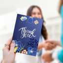 5 x CRTURUNIQ Luxury Navy Blue Thank You Card with Silver Foil - 5x7 Large Blank Note Card with Thick Gold Envelope & Sticker - Premium Heavyweight Cardstock for Wedding, Business, Sympathy & Men