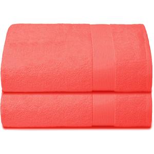 Belizzi Home Premium Cotton Oversized 2 Pack Bath Sheet 35x70-100% Pure Cotton - Ideal for Everyday use - Ultra Soft & Highly Absorbent - Machine Washable - Coral Orange