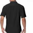 Mens Linen Shirts Short Sleeve Button Down Regular Fit Shirts Casual Vacation Beach Summer Hawaiian Tops (Black, M)