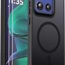 for Motorola Moto G Stylus 5G 2025 Case Magnetic Shockproof, [Fit for MagSafe] [Glass Screen Protector] Translucent Anti-Fingerprint Case for Motorola Moto G Stylus 5G 2025 (Black)