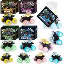 24 Pack Valentines Cards for Kids with Monster Truck Toys, Valentine's Greeting Cards for School Classroom Valentine's Gifts Exchange, Inertia Stunt Car Valentines Party Favors Prizes for Kids Boys