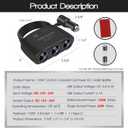 5 in 1 Cigarette Lighter Splitter, 3 Socket Car Charger Adapter + Type-C PD15W Charging + USB Charging Ports, Plug Outlet for All Car 12V/24V Devices