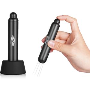 IKAPE Retractable Coffee WDT Tool, One-Press Release Espresso Stirrer Distribution Tool, 0.4mm 8 Adjustable Needles, Even Coffee Grounds Distribution with Stand & Extra Needles