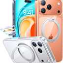 TORRAS Upgraded 360° Rotatable Magnetic Stand for iPhone 17 Pro Max Case, Fit for MagSafe with Ring, Mil-Grade Protection, Camera Control, Anti-Yellowing Slim Case for iPhone 17 ProMax Ostand, Clear