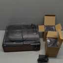 Record Player with Passive Bookshelf Speakers Belt-Drive Vintage Turntable for Vinyl Records External Dual Stereo Speakers LP Players 3 Speed Wireless AUX Headphone Input Auto Stop Retro Black Wooden