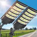 10000W Solar Street Light - Solar Lights Outdoor Waterproof, Solar Motion Lights Outdoor Dusk to Dawn, Solar Flood Lights Outdoor Remote Control, Solar Lights for Yard, Parking Lot 2-Pack