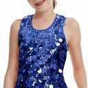 CharmWM Girls Sleeveless Tank Top Sequin Cami Camisole Sparkly Dance Vest Glitter, Size 150