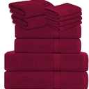 GOLD TEXTILES Luxury 10 Piece Towel Set, (Bath Towel 27x54, Hand Towel 16x30, Washcloth 13x13, Pool Towels 24x50) Ultra-Plush Absorbent Cotton Towels for Bathroom (Red Wine, 10 Piece Towel Set)