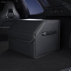 Trunk Organizer, car organizers and storage, black Leather Storage Box with lid, Fiberboard, Collapsible, 15''L x 13''W x 12.4''H, 2K inches (size A)