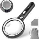 Magnifying Glass with 30 LED Lights, 10X 20X 45X Handheld Illuminated Lighted Magnifier with 1UV Light for Seniors Reading, Inspection, Coins, Jewelry, Exploring Light Magnifying Glass (Orange)