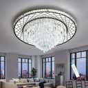 HAIXIANG Luxury Modern Crystal Chandelier Lighting Elegant Dining Room Living Room Fixture Chandeliers with 60W LED Dimmable Lights Black