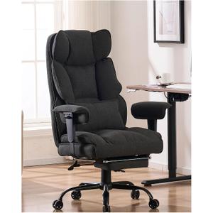 Efomao Fabric Office Chair, Big and Tall Office Chair 400 lb Weight Capacity, High Back Executive Office Chair with Foot Rest, Ergonomic Office Chair for Back Pain Relief, Dark Grey