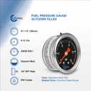 1-1/2" Fuel Pressure Gauge, Stainless Steel Case 304, Chrome Plated Brass Connection, Glycerin Filled, 0-15 Psi, Accuracy 3-2-3%, Back Mount 1/8" NPT Black Dial