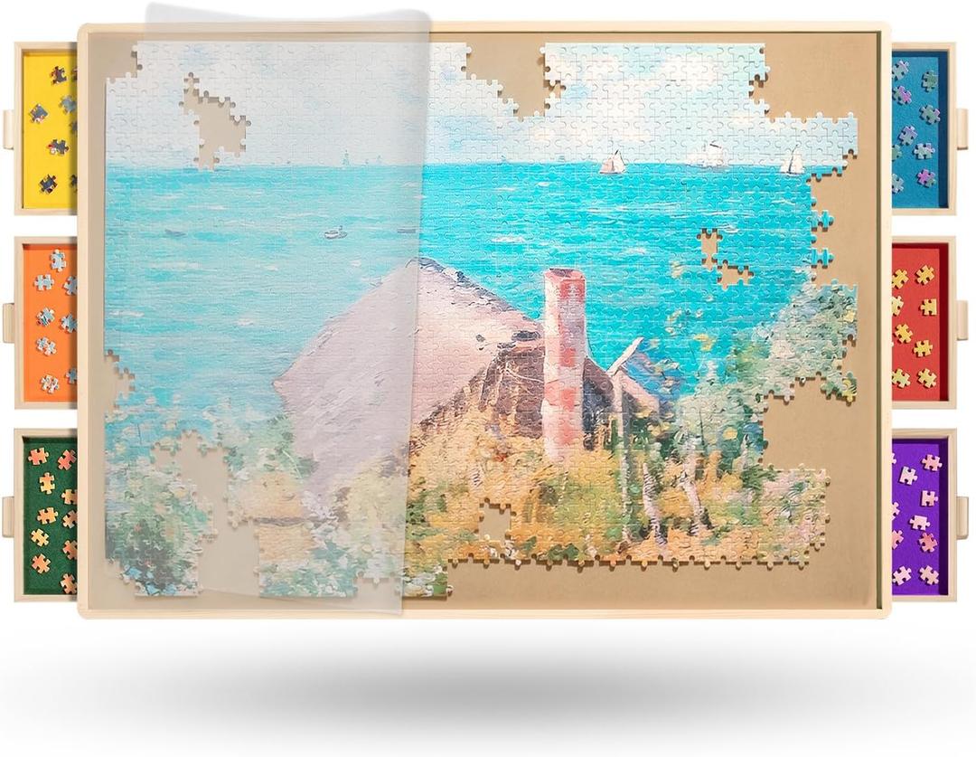 Join&Joy 1500 Piece Puzzle Board Pro, with 6 Drawers & Cover, 34"x25"