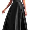 Long Satin Spaghetti Strap Prom Dress, Size 6