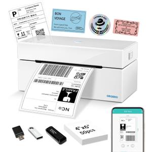 ORGBRO Bluetooth Thermal Shipping Label Printer, Z1Plus Wireless 4X6 Shipping Label Printer for Small Business Office or Home Support iPhone Android Windows macOS Chrome  Shopify USPS
