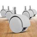 Office Chair Wheels - 2 Inch Chair Caster Wheel Set of 5, Heavy Duty Chair Wheel Replacement Supports 1000 lbs, No Noise, Suitable for Hardwood Floors and Carpets (White)
