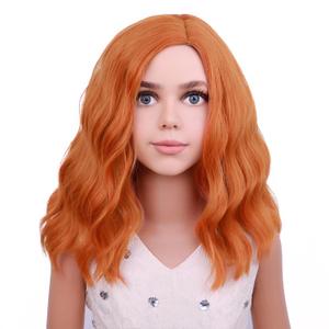Kids Child Orange Wig Short Curly Orange Ginger Wig for Kids Dark Orange Wigs Synthetic Hair Girls Wigs (Dark Orange)