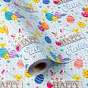 MAYPLUSS Easter Wrapping Paper Roll - 17 Inch X 33 Feet - Bunny Rabbit Gift Wrapping Paper, Easter Rabbit and Egg Design for Kids, Birthday, Holiday