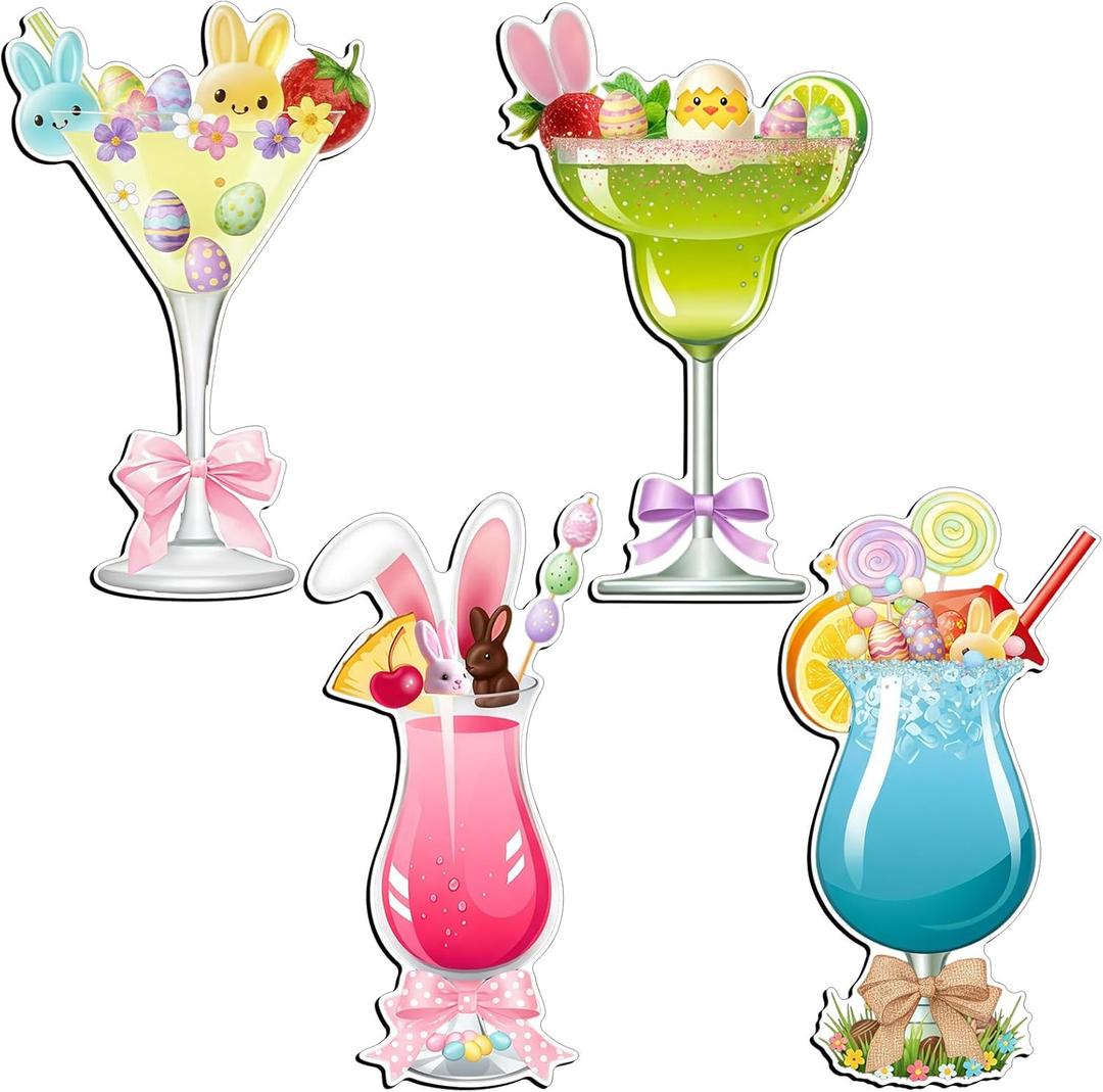 2 x Konohan 4 Pcs Easter Cocktail Cruise Door Decorations Easter Magnetic Car Magnets Bunny Egg Chick Drink Magnets Cruise Must Haves for Carnival Stateroom Door Refrigerator Party Supplies