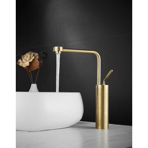 Bathroom Faucet Gold Brushed Vessel Sink Faucet - Bathroom Vanity Sink Faucet One Hole Tall Faucet Solid Brass, with Water Supply Hoses Bathroom Faucet Gold Brushed Vessel Sink Faucet - Bathroom Vanity Sink Faucet One Hole Tall Faucet Solid Brass, with Water Supply Hoses