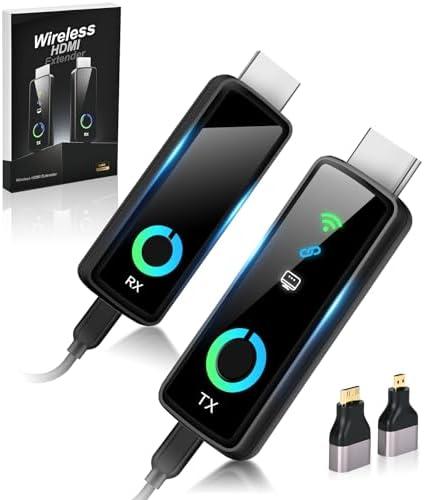 2026 Upgraded Wireless HDMI Transmitter and Receiver with LED Display 328ft/100M, 4K Decode 1080P@60Hz Ultra FHD Video Output, Plug&Play 5G+2.4G for Video to Monitor from PC/Laptop/HDTV/Camera