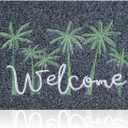 JJUYOU Outdoor Welcome Mat - Palm Trees Design, Durable Non-Slip Rubber Backing for Front Door & Indoor Entrance (1'6" x 2'4" (Rectangular))