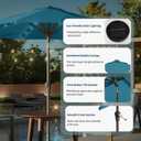 9FT Solar Umbrella 32 LED Lighted Patio Umbrella Table Market Umbrella w/Tilt and Crank, UV-Resistant Outdoor Umbrella for Pool, Garden, Deck, Lake Blue