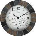 Lily's Home 10-Inch Faux-Stone Indoor or Outdoor Wall Clock with Thermometer and Hygrometer