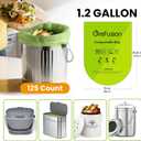 (Include 100+25 Bonus Bags) GreFusion Compostable Bags 1.2-1.6 Gallon,Fits 0.75,1,1.2,1.3,1.8 Gallon Countertop Bin,Certified by BPI,ASTM D6400 and OK Compost,125Count (100 + 25 Extra)