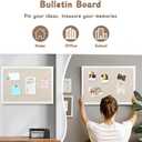 Gideal Cork Board with Pine Wood Frame, White Bulletin Board, Linen Surface, 36" x 24"