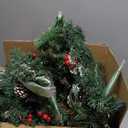 TigeJoy 9FT Prelit Christmas Garland with 100 LED Timer Lights, Snow Dusted Garland with Red Berries, Real Pinecones & PE Branches, 8 Modes 3AA Battery Operated Xmas Decor for Fireplace Doorway Porch