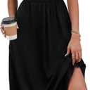 WIHOLL Summer Dresses for Women Flowy Casual Midi Dress Beach Vacation Sundresses with Pockets (Black, M)