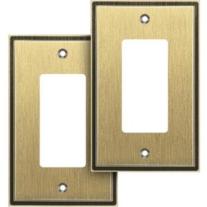 Henne Bery Soft Modern Decorative Wall Plate Switch Plate Outlet Cover (Single Decorator 2PK, Antique Brass)