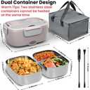 Sitlais Electric Lunch Box for Adults - 80W Fast Heated Lunch Box for Men&Women with Dual 1.5L Stainless Steel Containers Fast Heating Portable Food Warmer for Car&Truck lonchera elctrica porttil