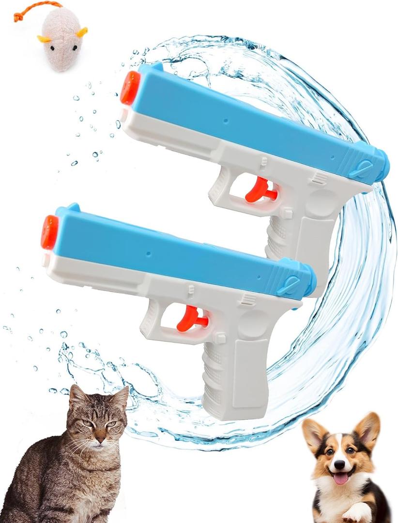 Squirt Spray Guns for Cats Dogs Training, Cat Deterrent, Water Spray Pistols for Dogs Cats Pets Training, Size for Adults, 2 Pack, [Upgraded v2.0]
