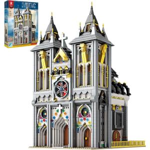 Reobrix Medieval Castle Building Block Set with Light,Architectural Model Kit 66027,European Century Church,Construction Model for Adult and Teens Age of 14+,Home Decoration,Idea Art Gift,3183 PCS Reobrix Medieval Castle Building Block Set with Light,Architectural Model Kit 66027,European Century Church,Construction Model for Adult and Teens Age of 14+,Home Decoration,Idea Art Gift,3183 PCS