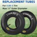 GICOOL 11x4.00-5 Replacement Inner Tube, 2 Pack with TR-13 Valve Stem, Heavy Duty, for Zero Turn Mower Front Tire