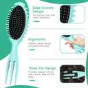 3 x Curly Hair Brush Set,Curl Defining Brush for Curly Hair,Trident Handle Design,Detangling & Shaping & Defining Curls for Women and Girls,Wet or Dry Hair(Green)