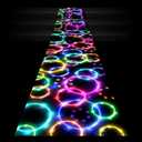 Haull 118 x 39 Inch Neon Light up Dance Floor Glow in The Dark Runner UV Reactive Blacklight Floor Aisle Runner Decor Wall Props for 80s 90s Neon Birthday Party Decorations(Dream Bubble)