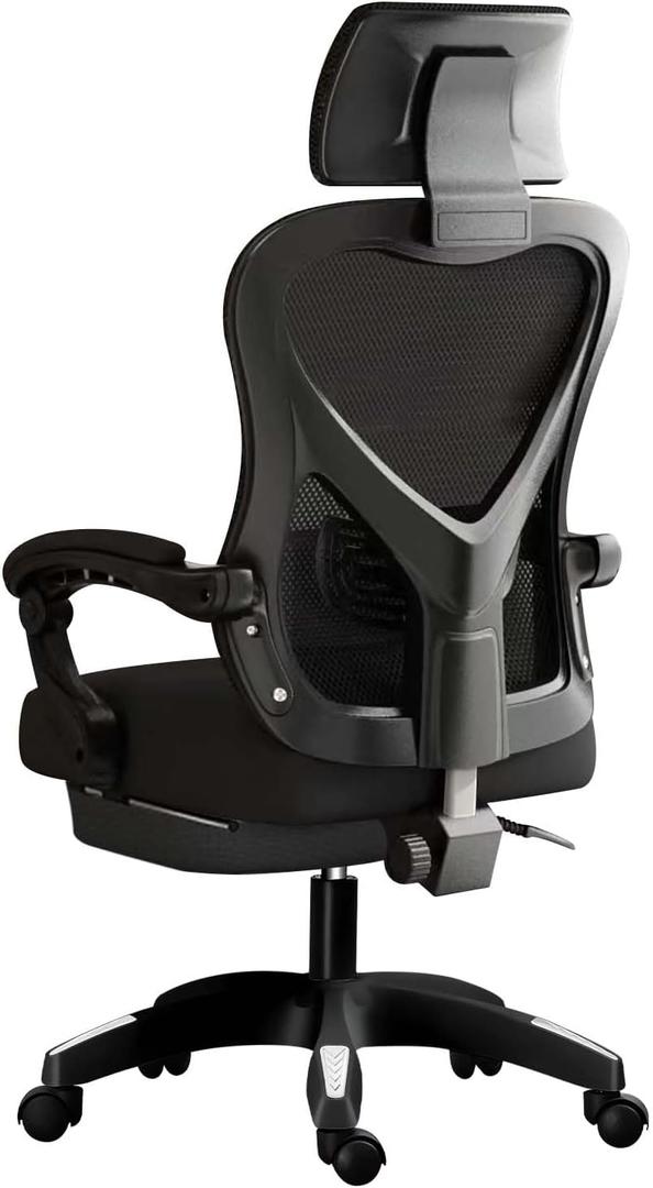 Office Chair Computer Desk Chair Ergonomic with Comfortable Lumbar Support Black (02)