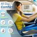 Car Seat Cushion: Ergonomic Memory Foam Car Cushion for Sciatica Pain Relief, Larger Driving Seat Pillow for Short Drivers on Long Drives - Butt Pillow for Truck, Office, Wheelchair - Gray