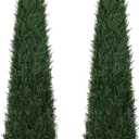 Artificial Cedar Topiary Trees, 6FT Topiary Trees Artificial Outdoor UV Resistant, Realistic Potted Fake Pine Plants Shrubs for Front Porch Home Garden Decor, Set of 2